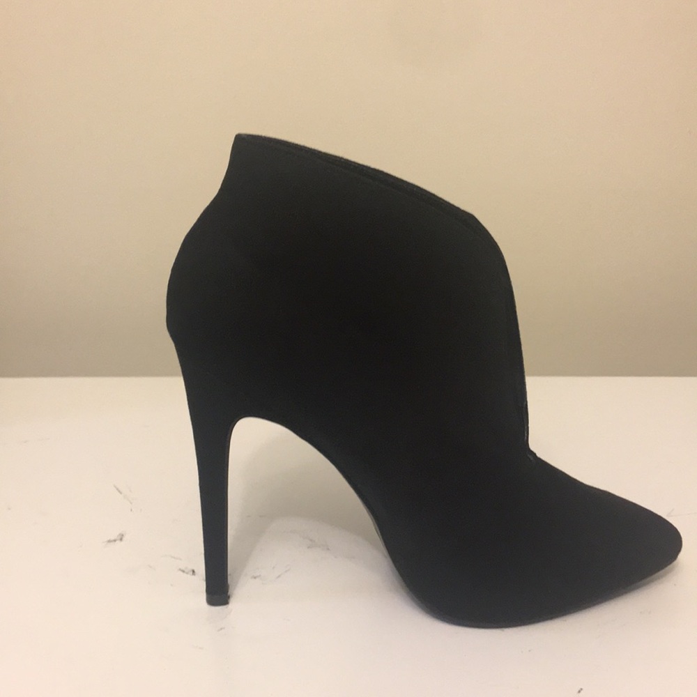 Sexy Black Slit Front Ankle Boots